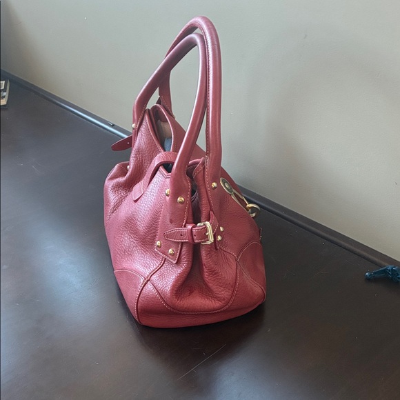 Dooney & Bourke Raspberry Pebbled Leather Shoulder Bag with Gold Hardware - Picture 4 of 9